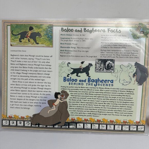Willabee & Ward Disney Baloo Bagheera 1967 Collectible Patch & Fact Card - Picture 4 of 4
